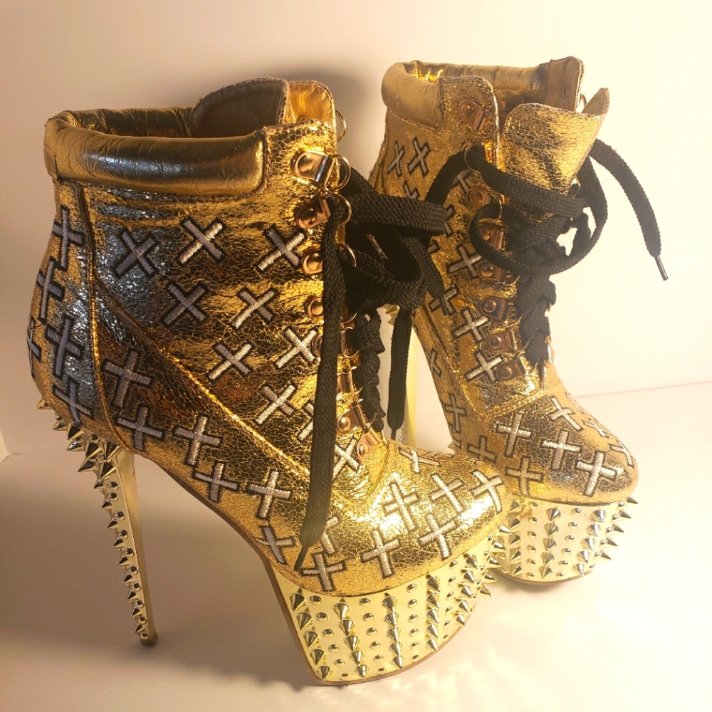 Gold Spikey Booties